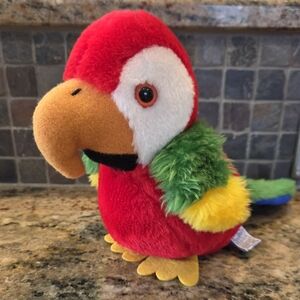 1981 Wallace Berrie Parrot Macaw Plush  Bird Stuffed Animal 8" Vintage Toys